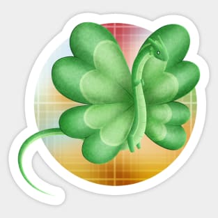 Kawaii Four Leaf Clover Dragon - With Background Sticker